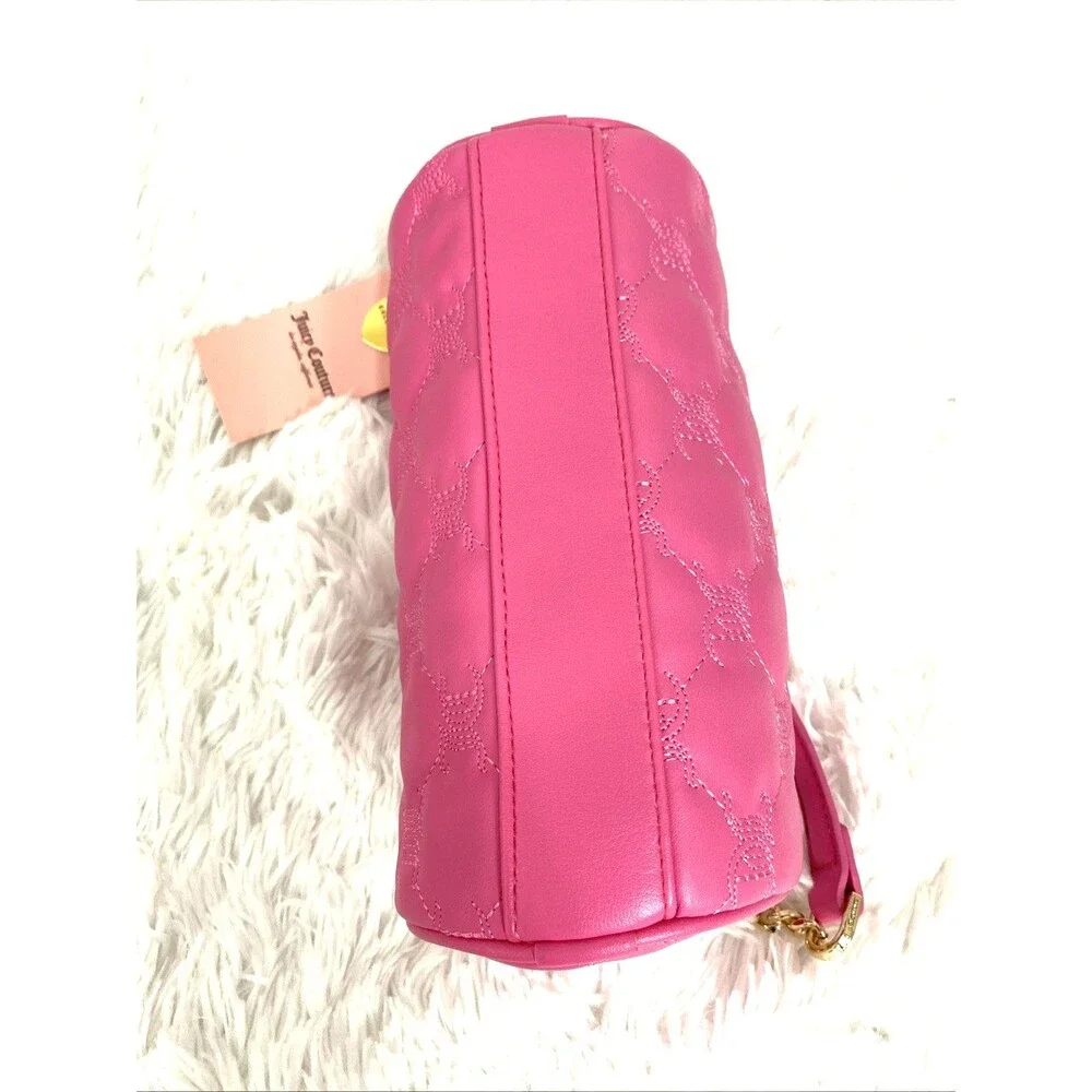 Juicy Couture Bag Pink Rhinestone Logo Barrel Shoulder Bag Handbag Purse